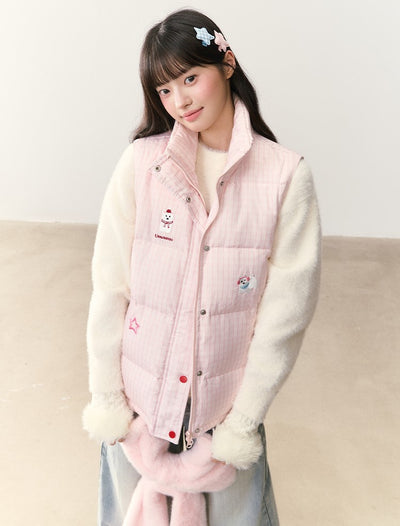 Plaid Embroidered Stand Collar Down Jacket NTO0242