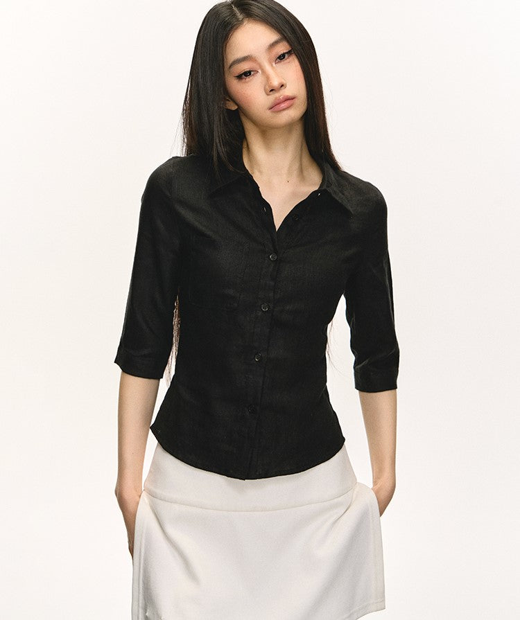 Linen Mid-sleeve Shirt ANA0052