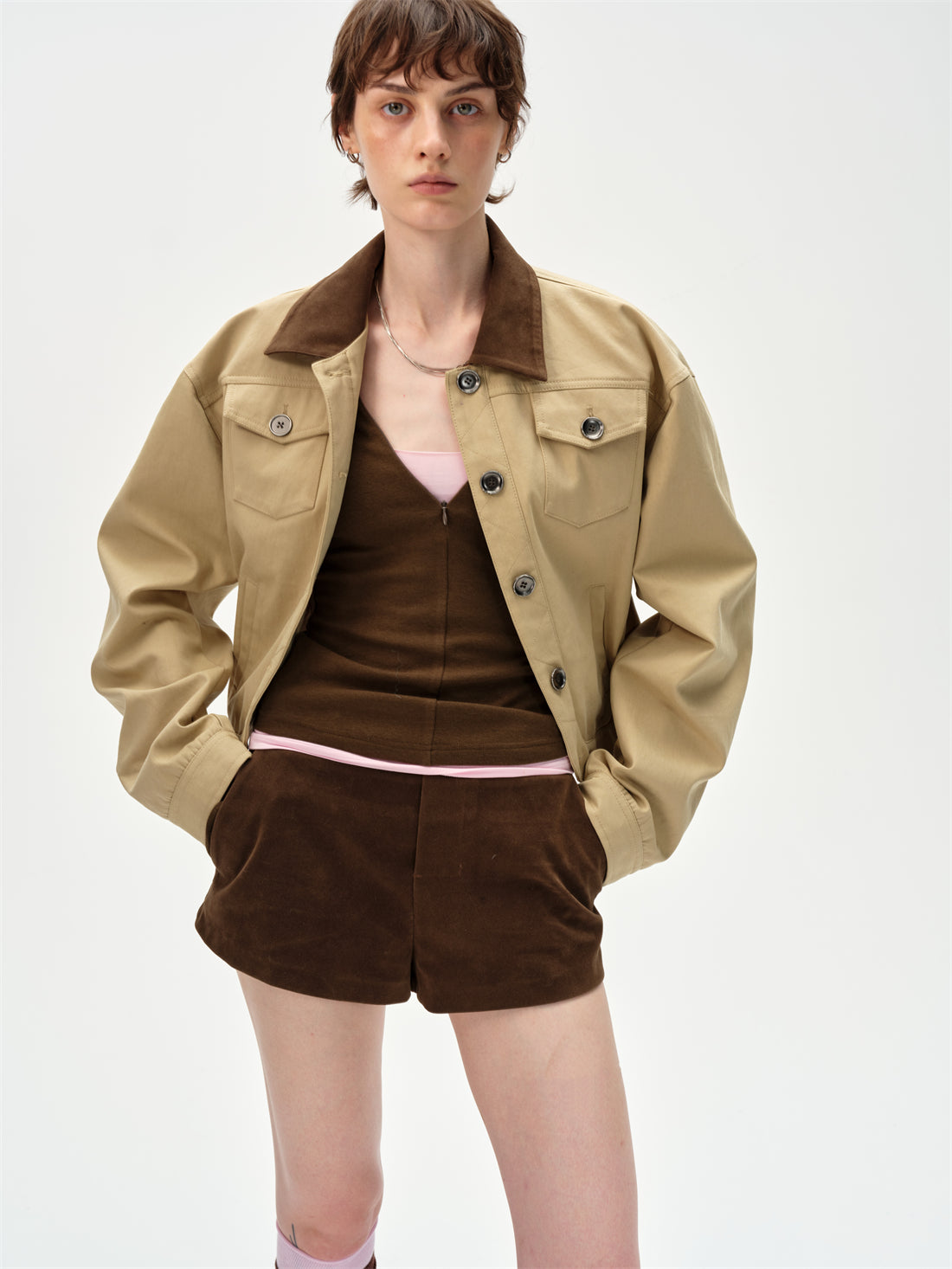 Retro Lapel Design Workwear Jacket CUR0251
