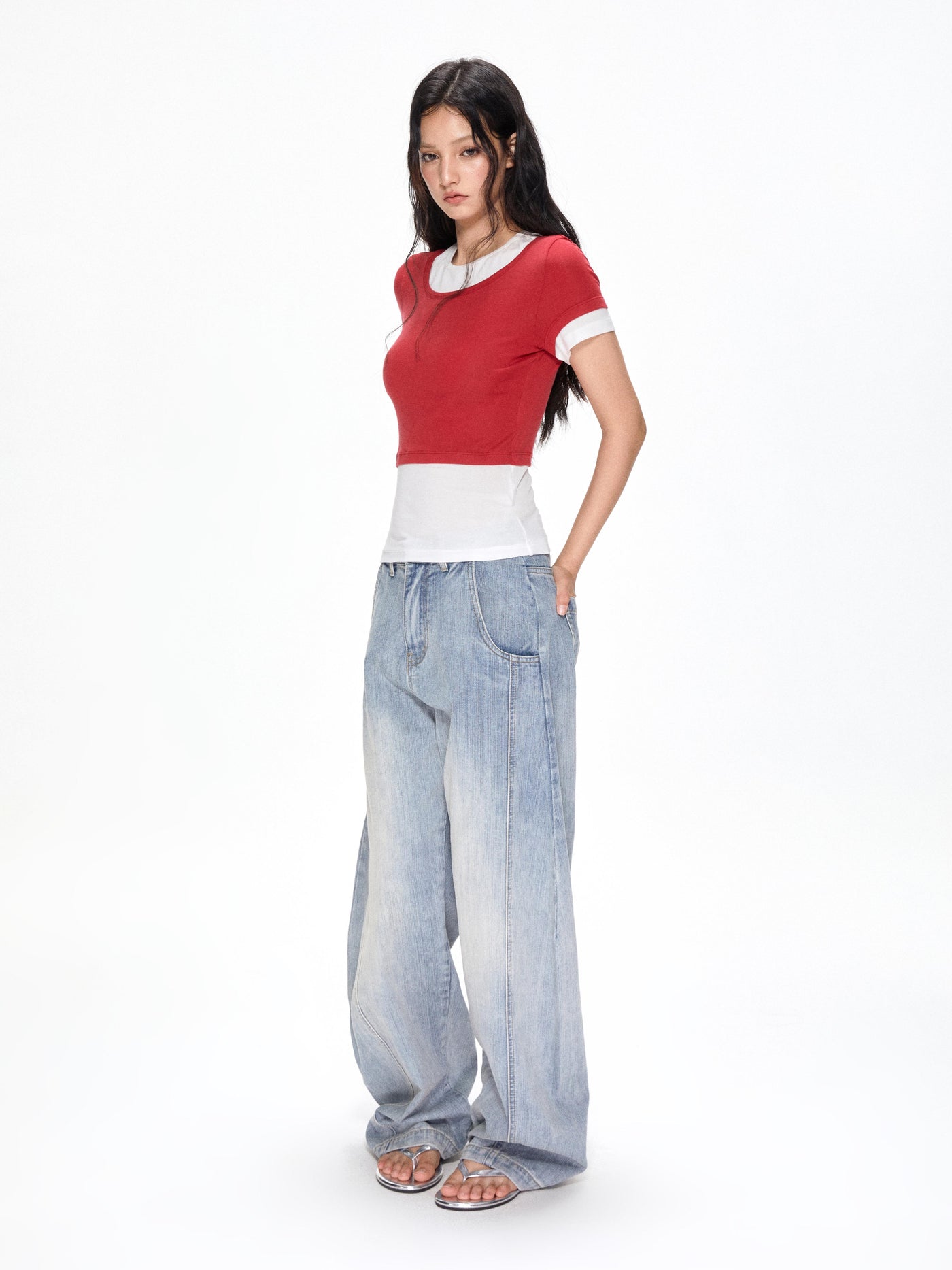 Washed Machete Loose Jeans APE0393