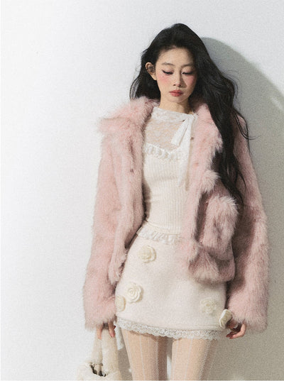 Cherry Blossom Milk Series Fur Pink Jacket DIA0246