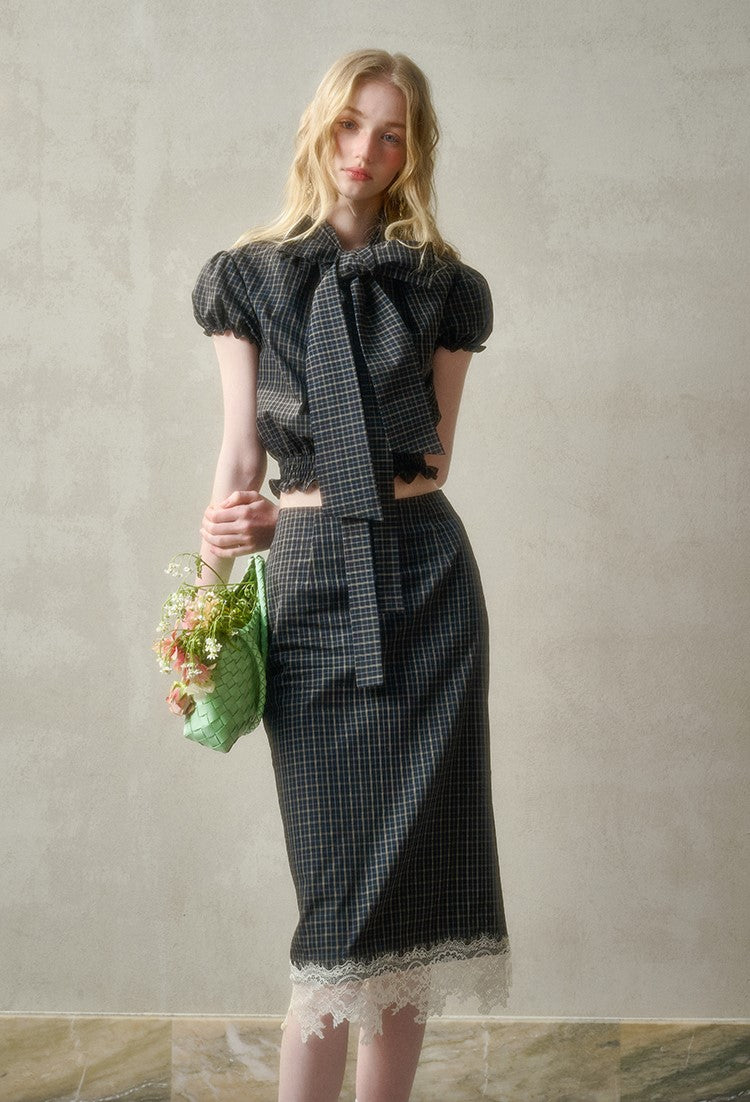 Plaid Suit Bow Shirt/Skirt GRO0146