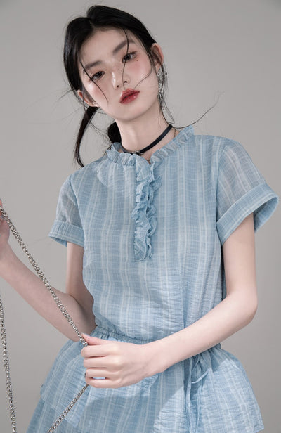 Ruffled Asymmetric Shirt Dress COT0301