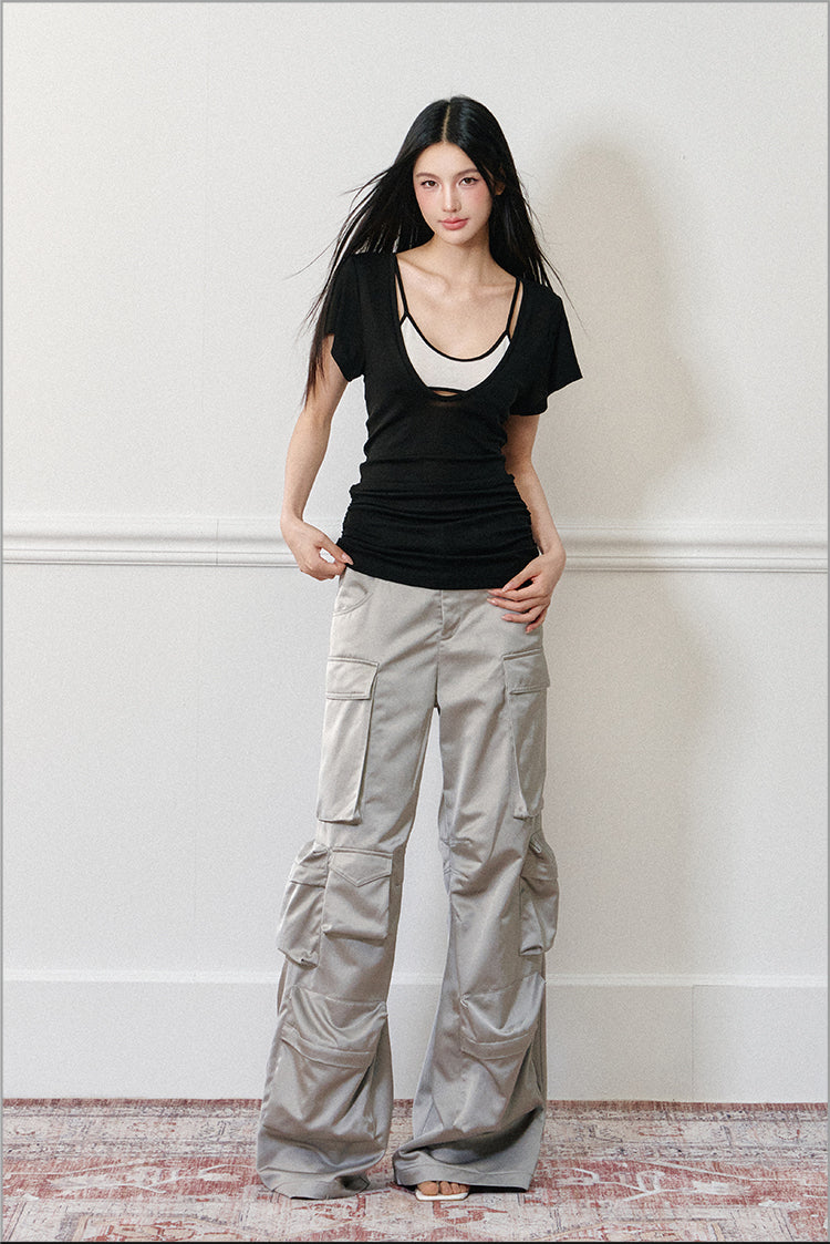 U-neck Loose Short-sleeved T-shirt AGM0176