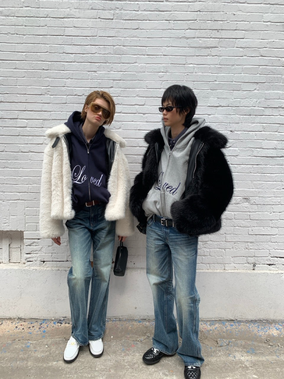 Leather Buckle Eco-Friendly Fur Coat AOA0021
