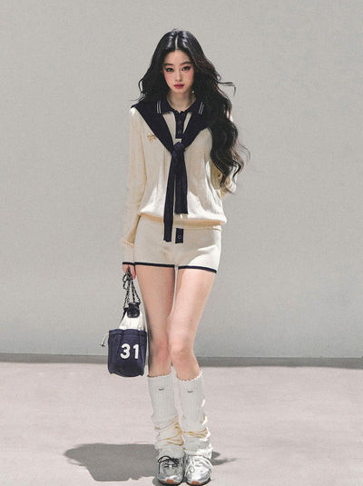 Two-Color Knitted Top/Shorts DIA0685