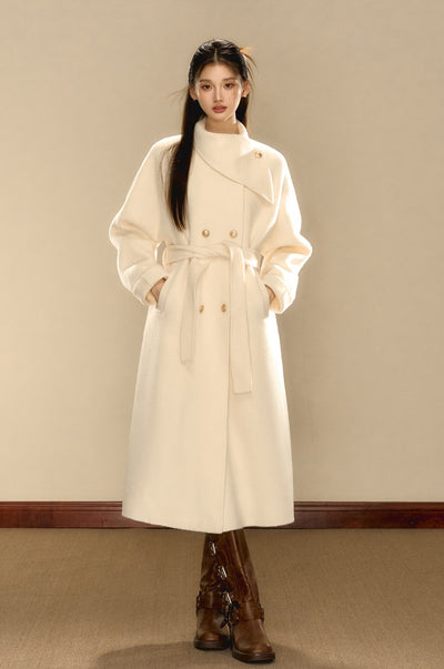 Gold Button Medium and Long Double-sided Woolen Coat OSH0087