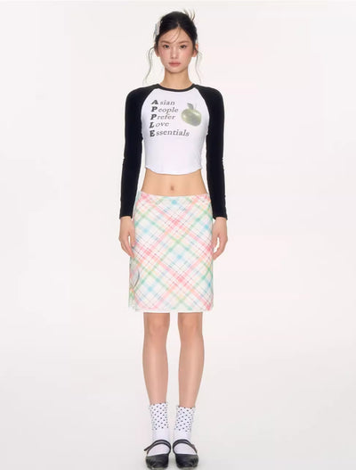 Apple Plaid A-line Skirt NEC0222