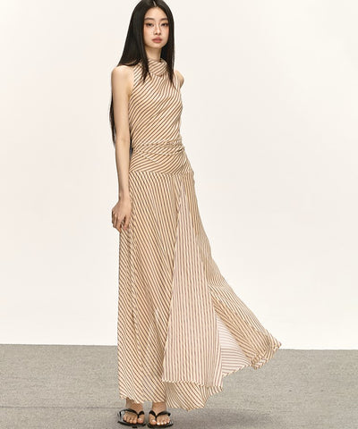 Georgette Striped Slit Long Dress ANA0031