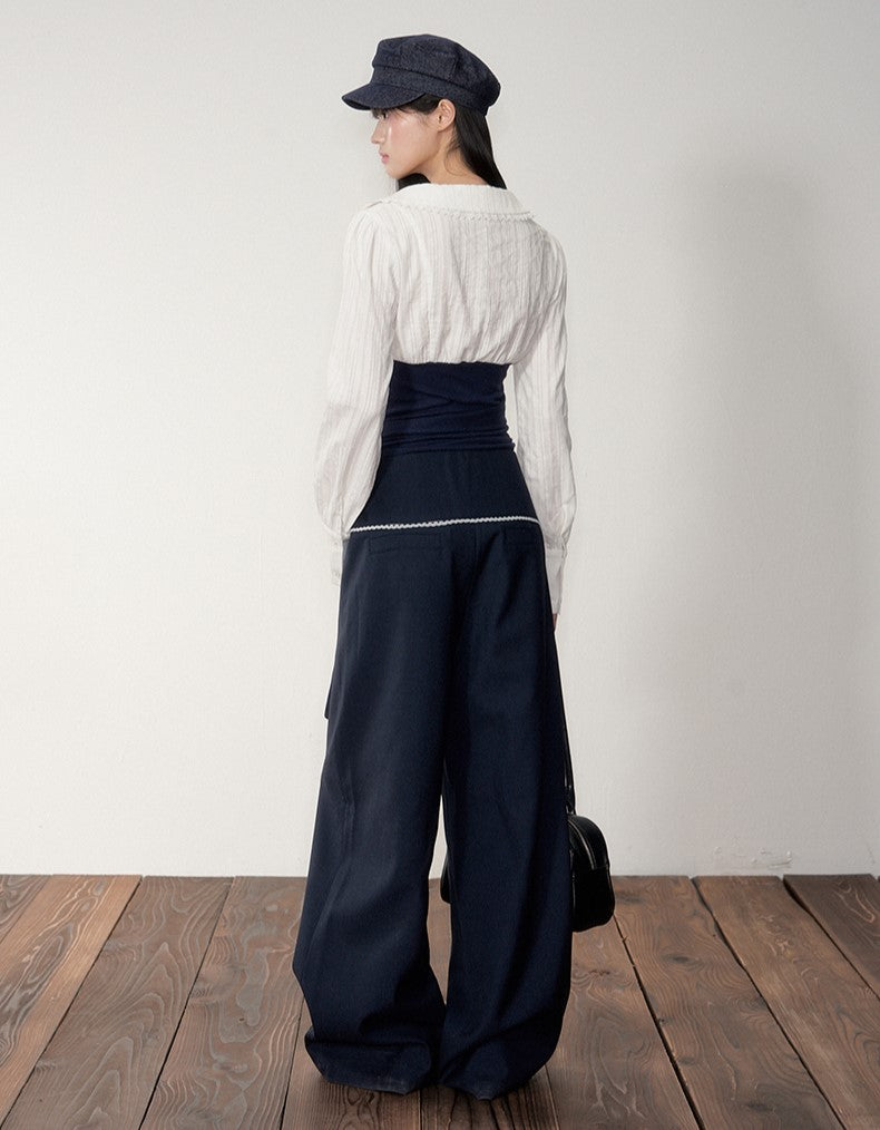 Contrast Shirt/Wide-leg Pants SOO0029