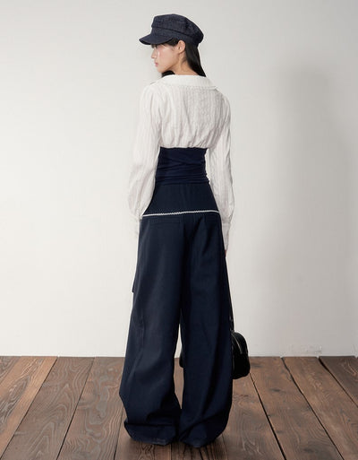 Contrast Shirt/Wide-leg Pants SOO0029