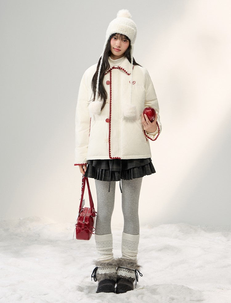 Versatile Button Patchwork Down Jacket NTO0253