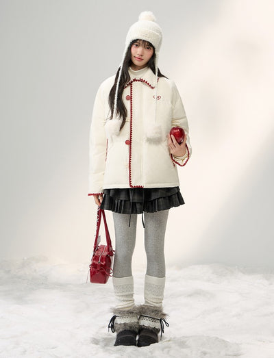 Versatile Button Patchwork Down Jacket NTO0253