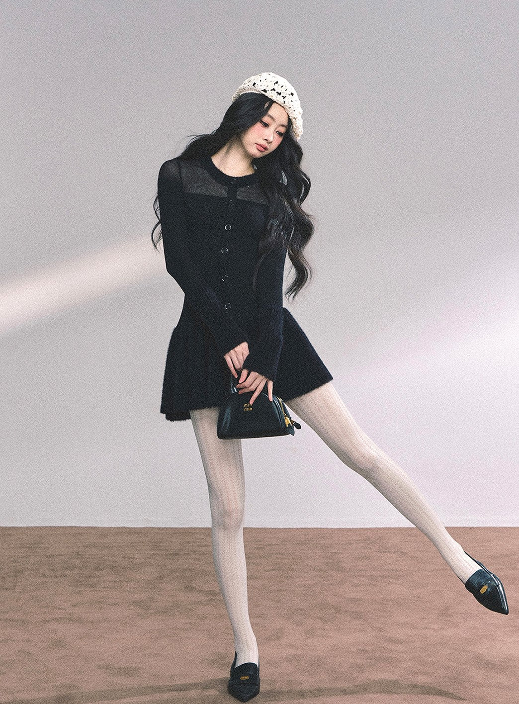 French Long-sleeved Knitted Dress DIA0642