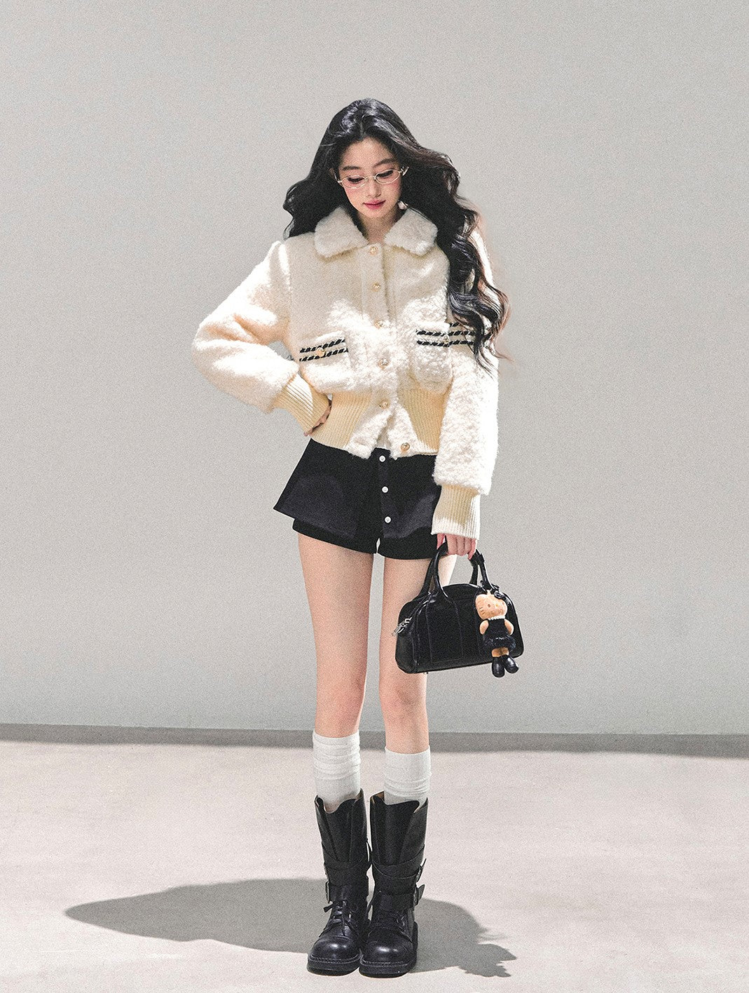 White Wool Quilted Thick Jacket DIA0673