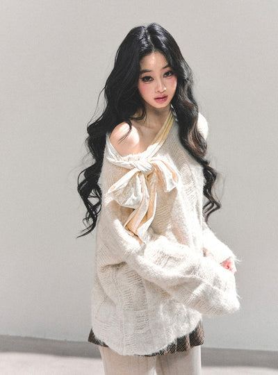 Bow Off-Shoulder Sweater DIA0695