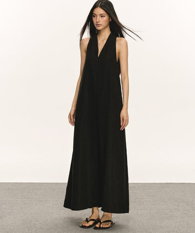V-neck Halter Sleeveless Long Dress ANA0023