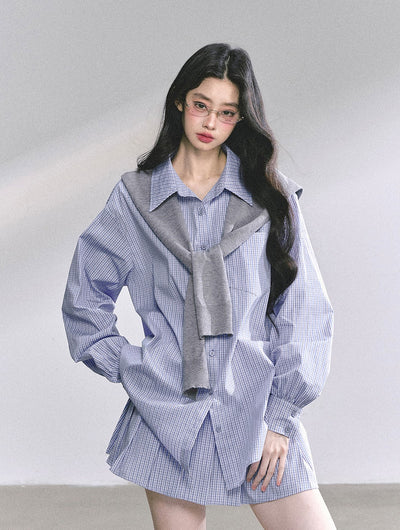 Plaid Long Shirt/Short Skirt DIA0555