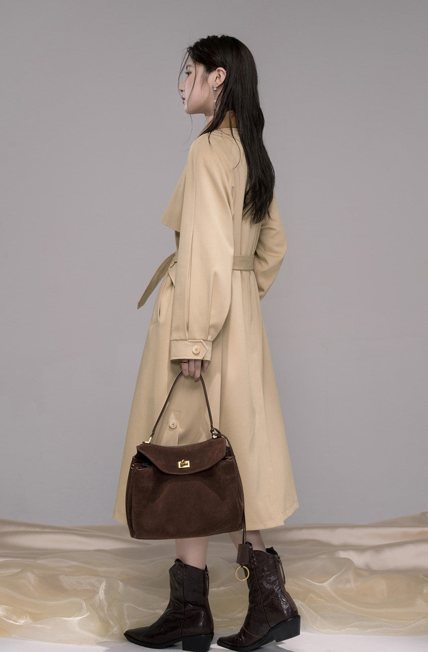 Leather Collar Long Coat COT0343