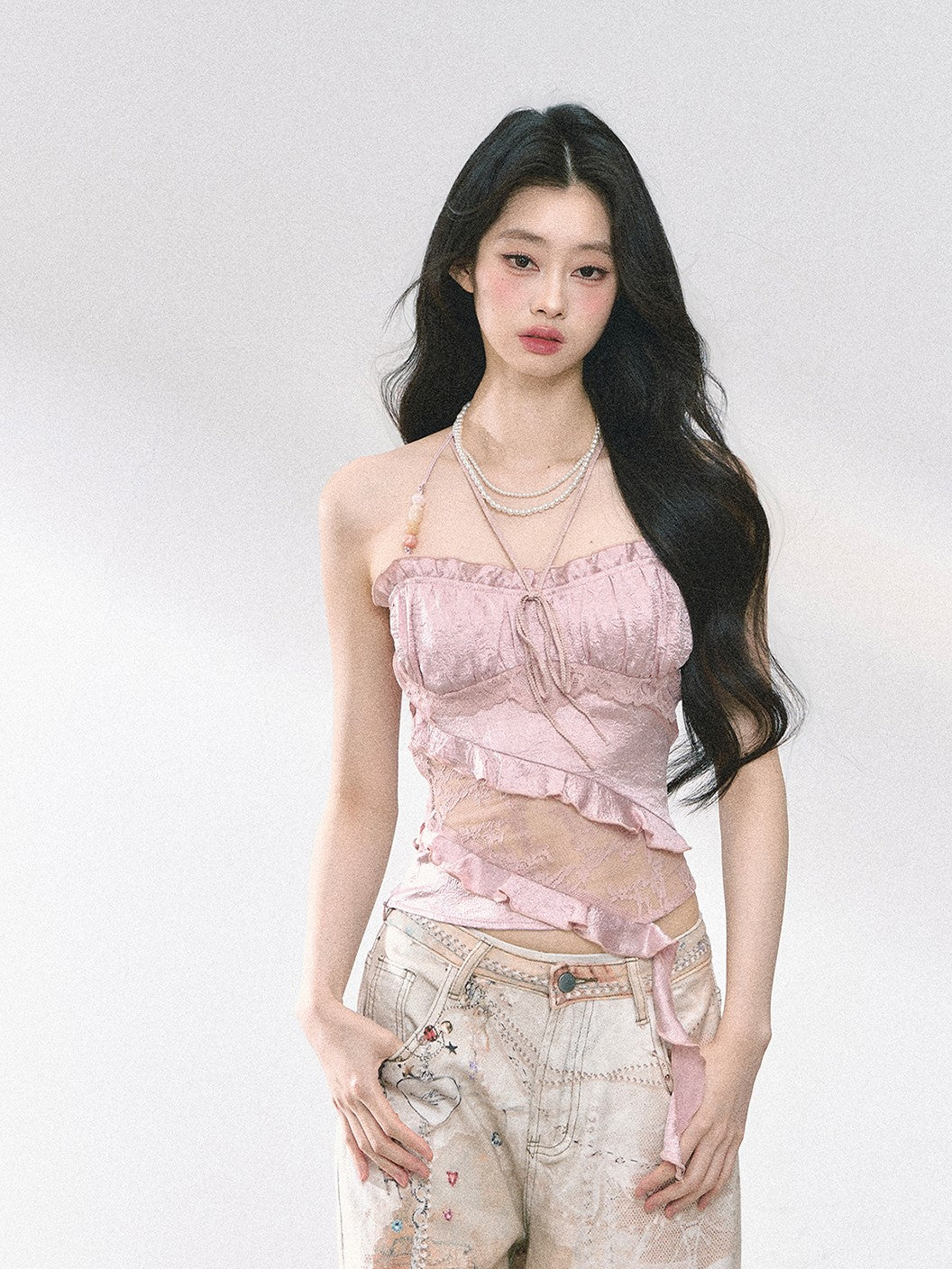 Lace Halter Neck Top DIA0461