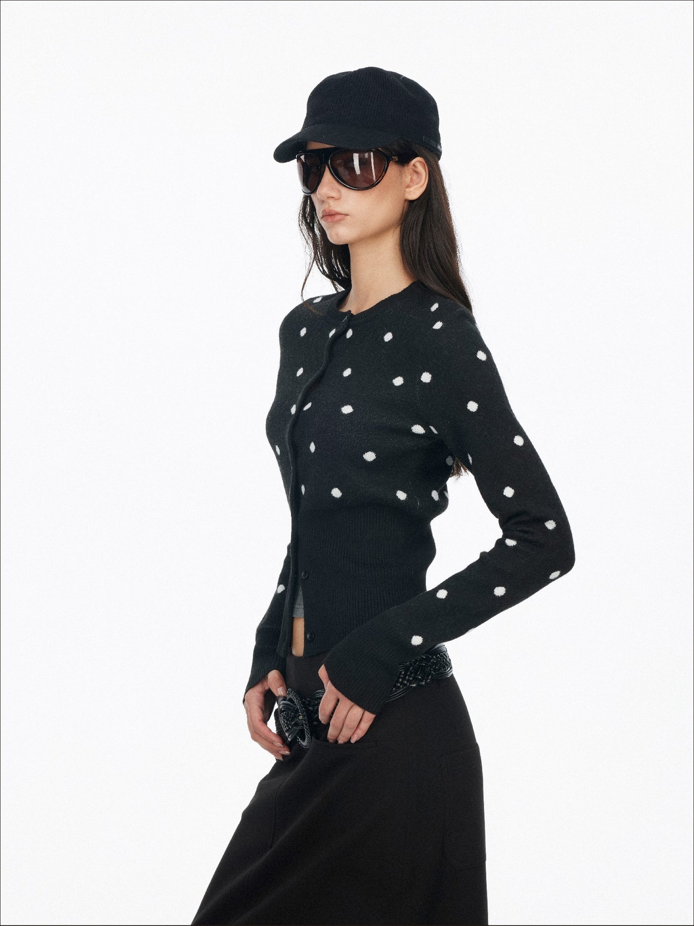 Retro Polka Dot Base Knit Cardigan SAL0199