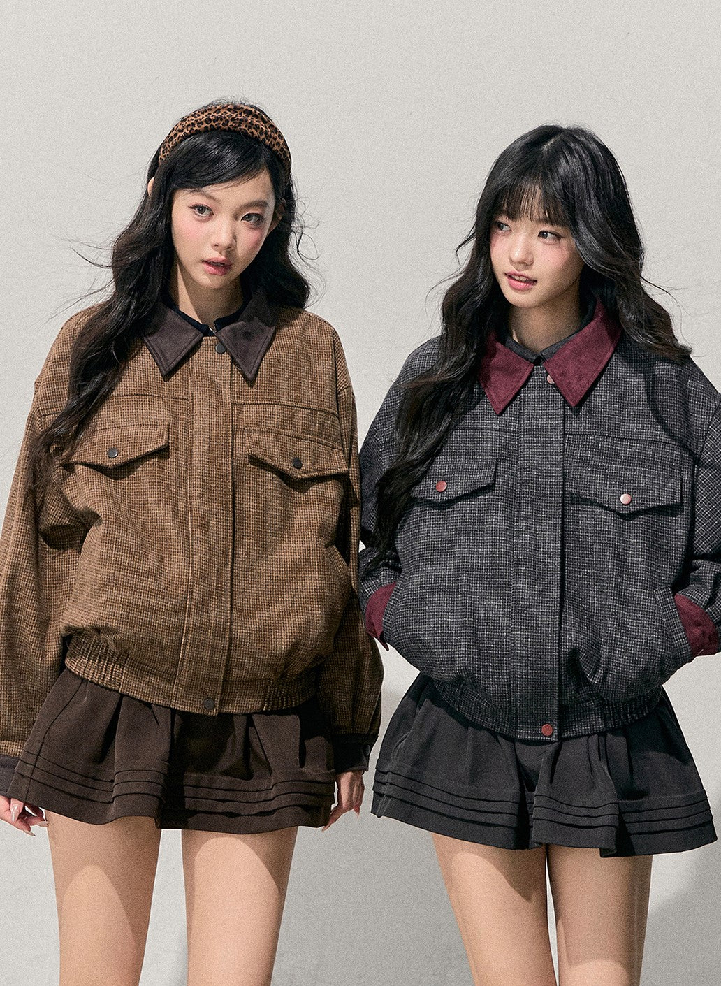 Block Color Quilted Jacket/Short Skirt DIA0745