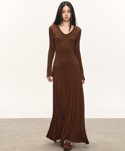 Slimming Waist Long Sleeves Knitted Dress ANA0090