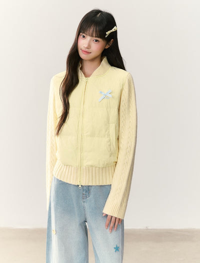 Detachable Hooded Ribbon Knitwear Jacket NTO0243