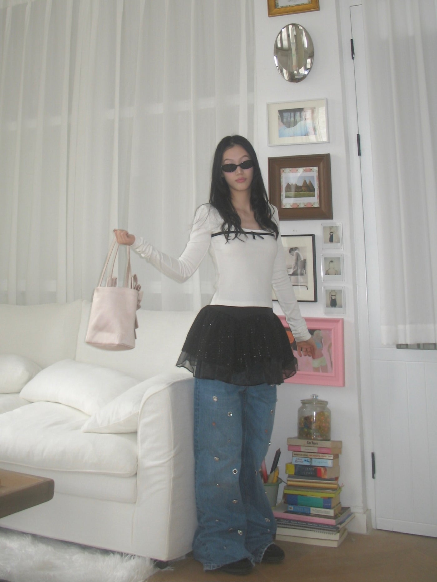 Jewel-embellished Loose Straight Jeans AOA0038