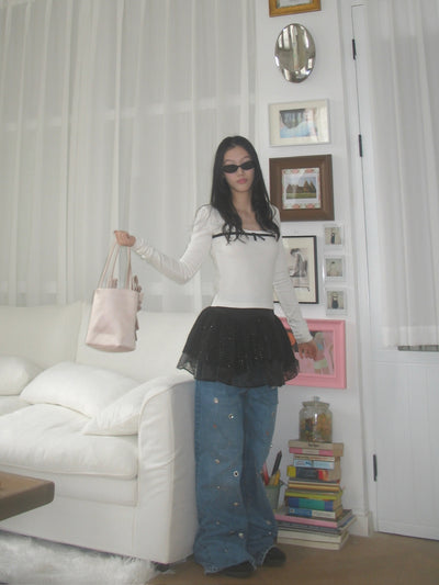 Jewel-embellished Loose Straight Jeans AOA0038