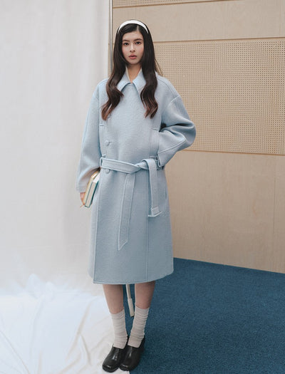 Elegant Mid-Length Wool Belt Coat LAL0244