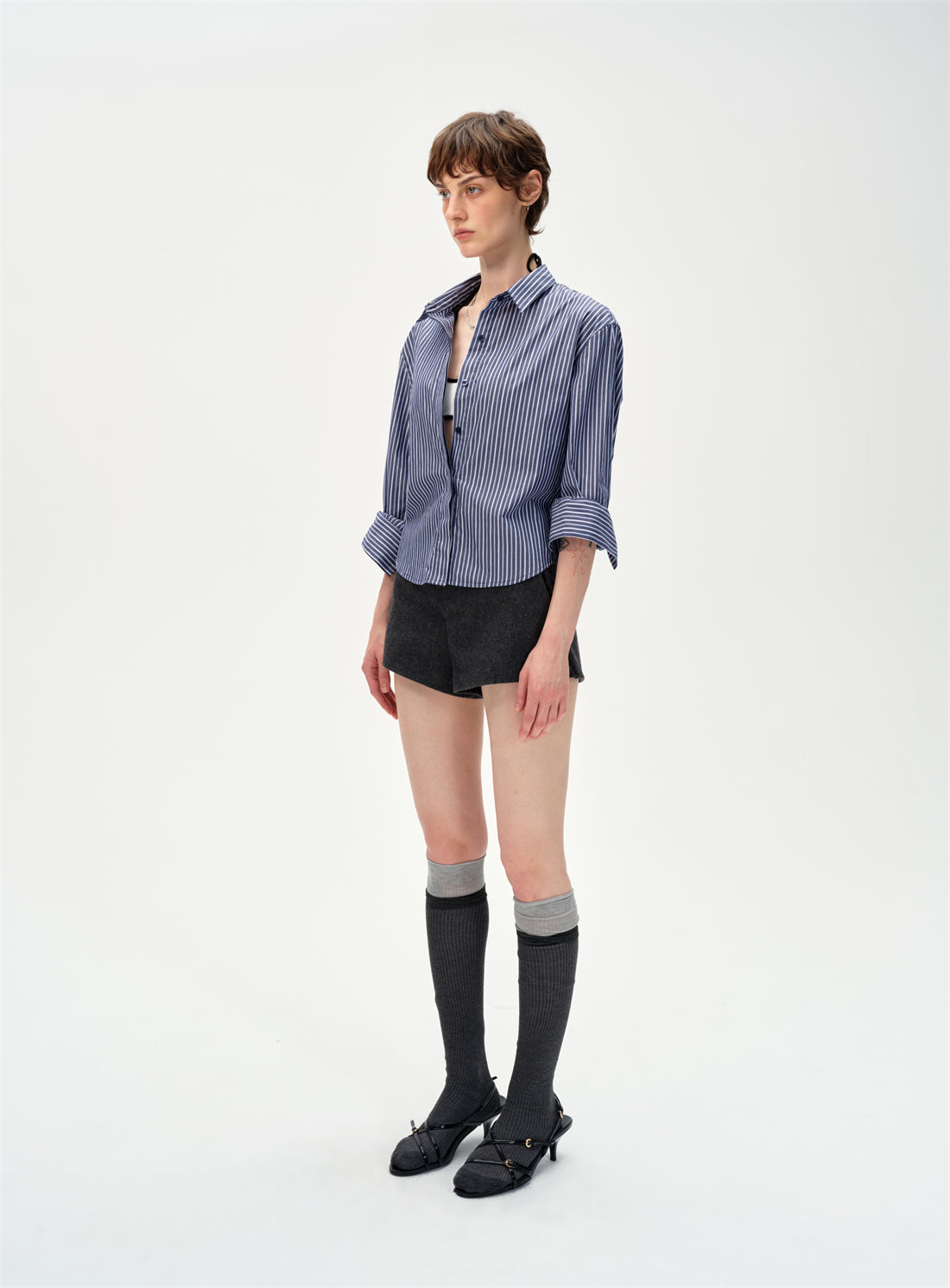 Dropped Shoulders Striped Shirt CUR0249