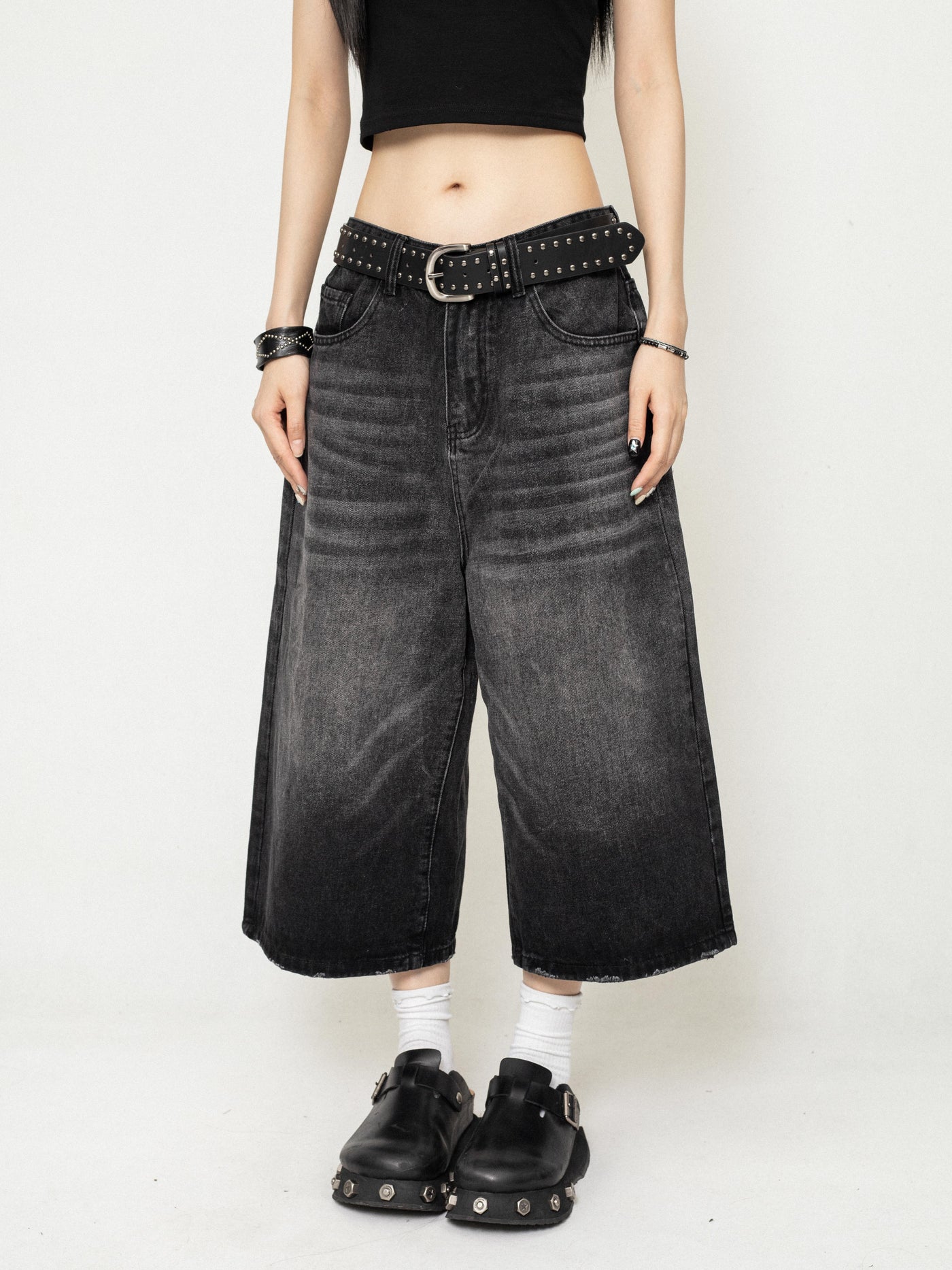 Cropped Loose Versatile Wide-leg Denim Pants ZER0219