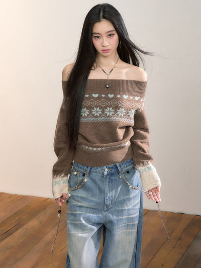 Off-Shoulder Casual Sweater VIA0367