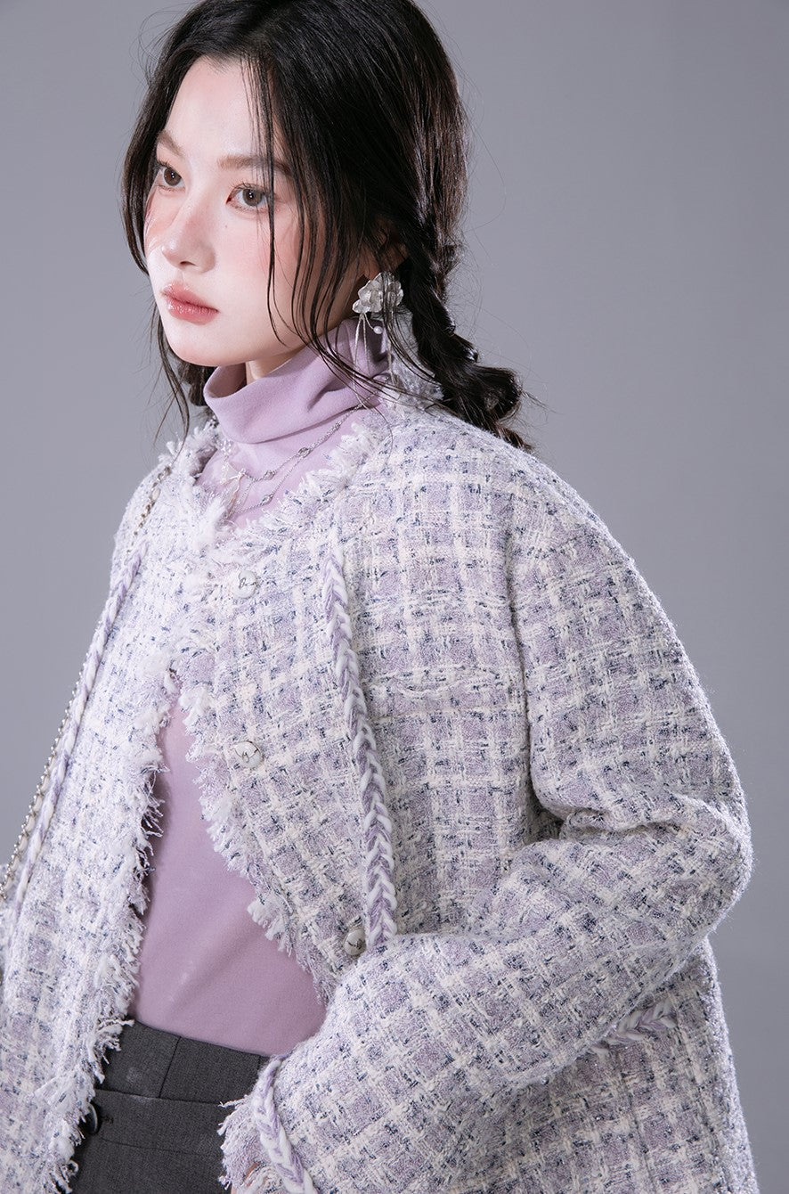 Light Purple Braided Cotton Luxurious Style Jacket COT0164