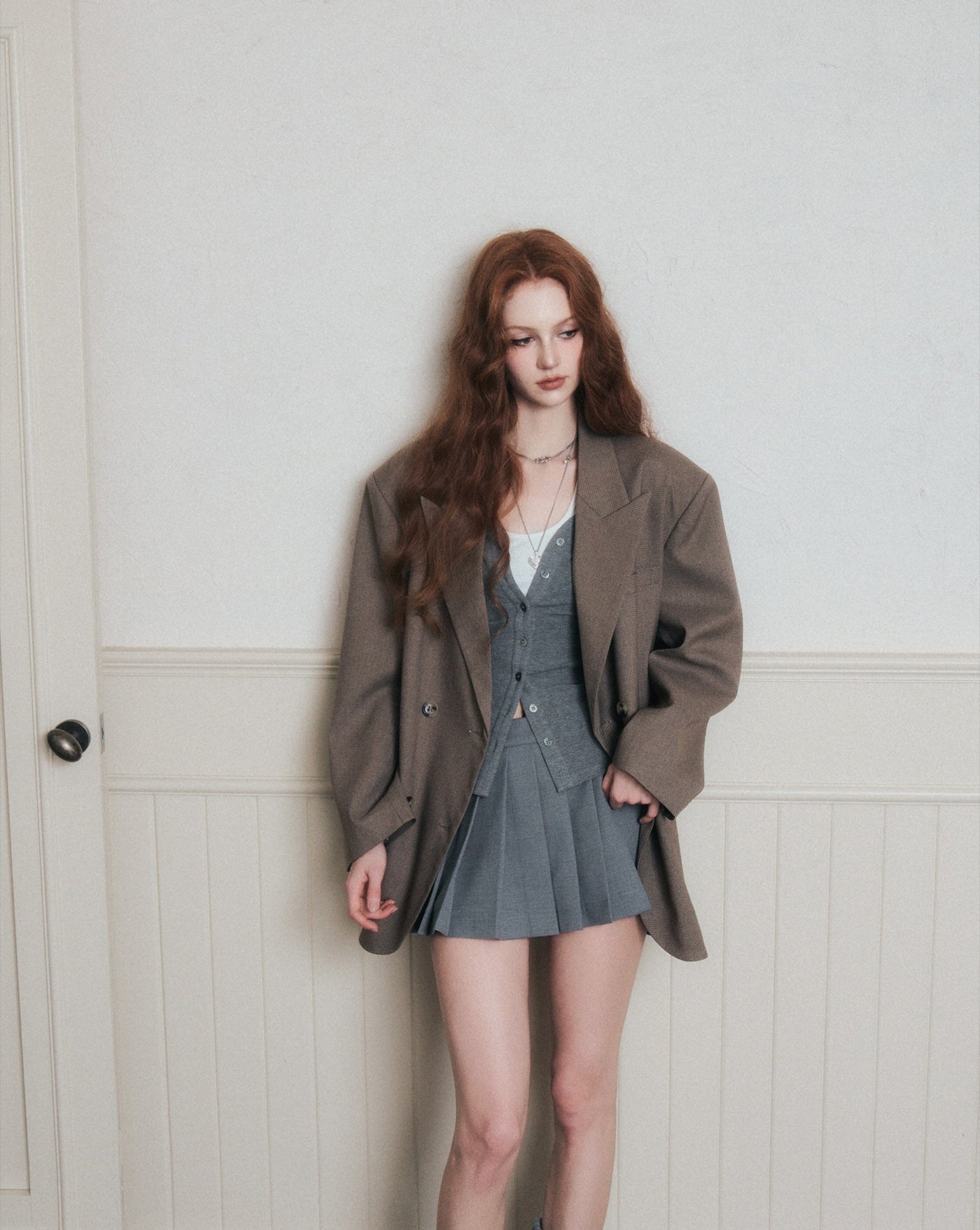 Double-breasted Silhouette Casual Suit Jacket LUL0174