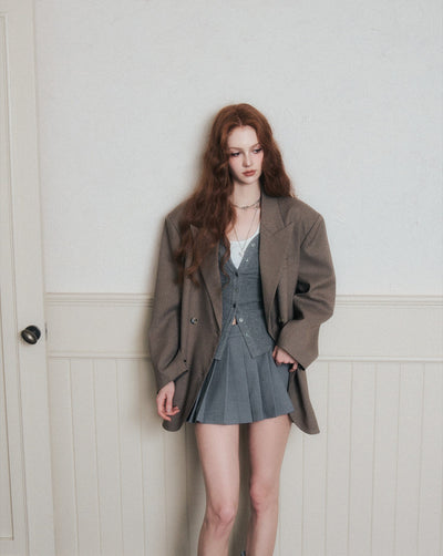 Double-breasted Silhouette Casual Suit Jacket LUL0174