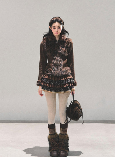 Leopard Print Plush Knitted Cardigan DIA0694