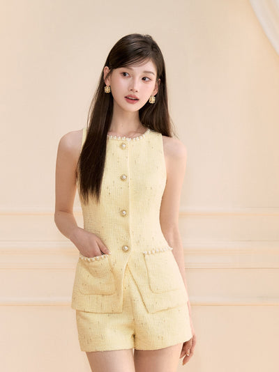 Beaded Sleeveless Vest/Shorts OSH0117