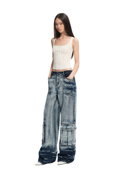 Large Pockets Wide-Leg Jeans NOT0314