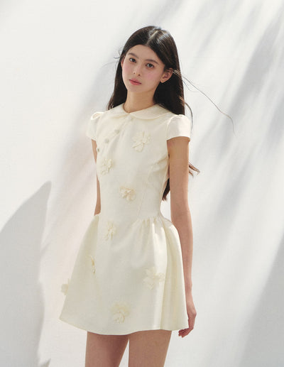 Doll Collar Flower Puffy Dress SUN0146