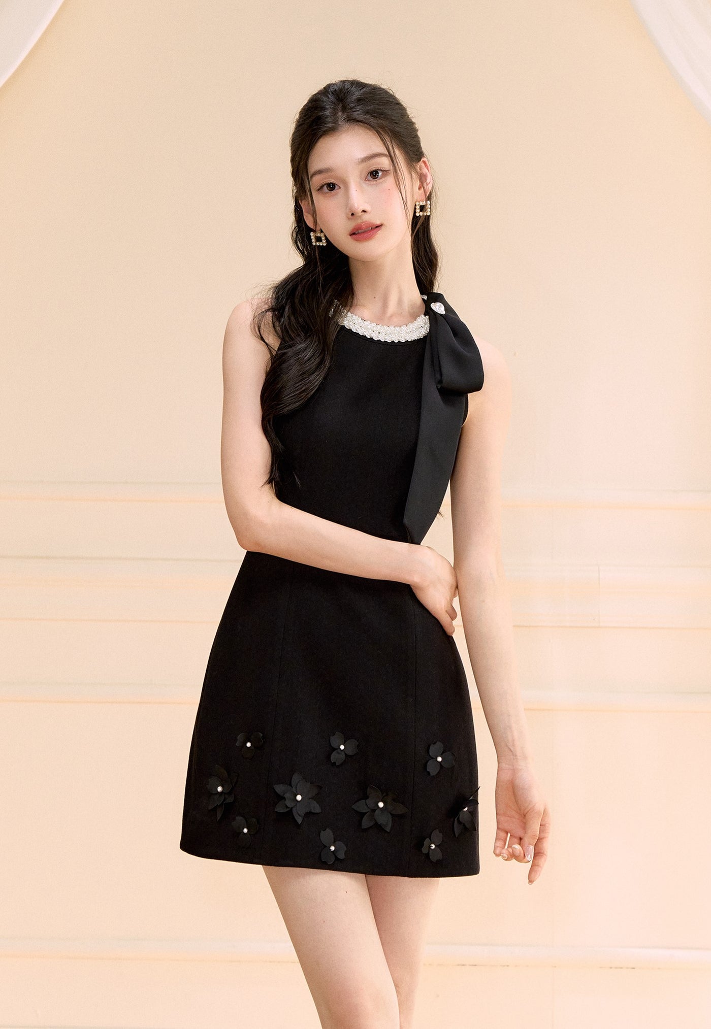 Bow A-line Sleeveless Dress OSH0176