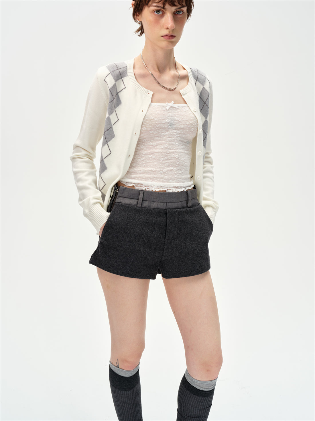 Diamond-shaped Knitted Cardigan CUR0256