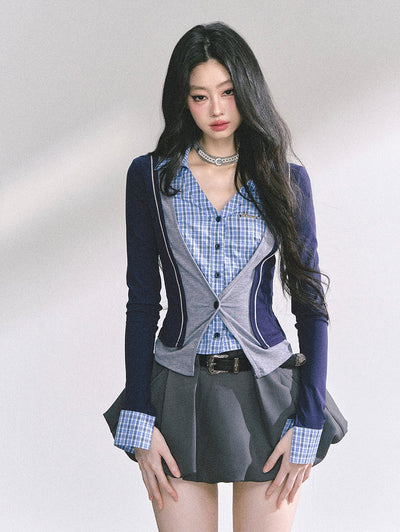 Fake Two-Piece V-neck Shirt DIA0543