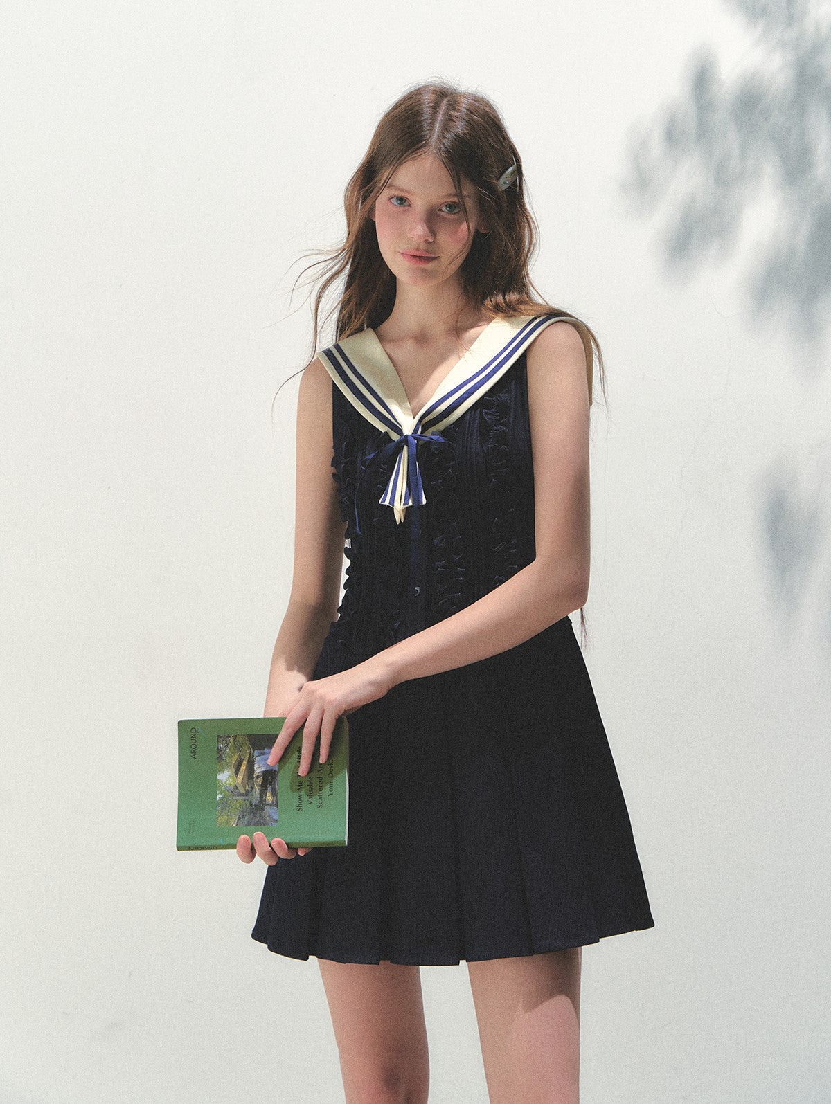 Removable Collar Pleated Dress SUN0156