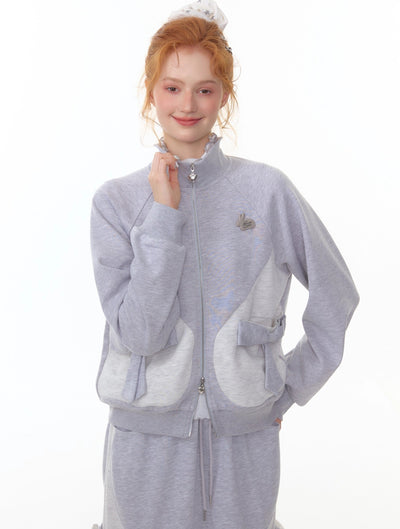 Bow Sports Style Sweatshirt Jacket ZIZ0303