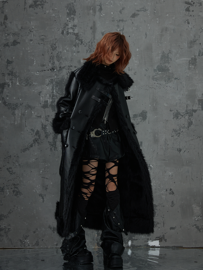 Dark Punk High-end Long Fur Coat FRU0052