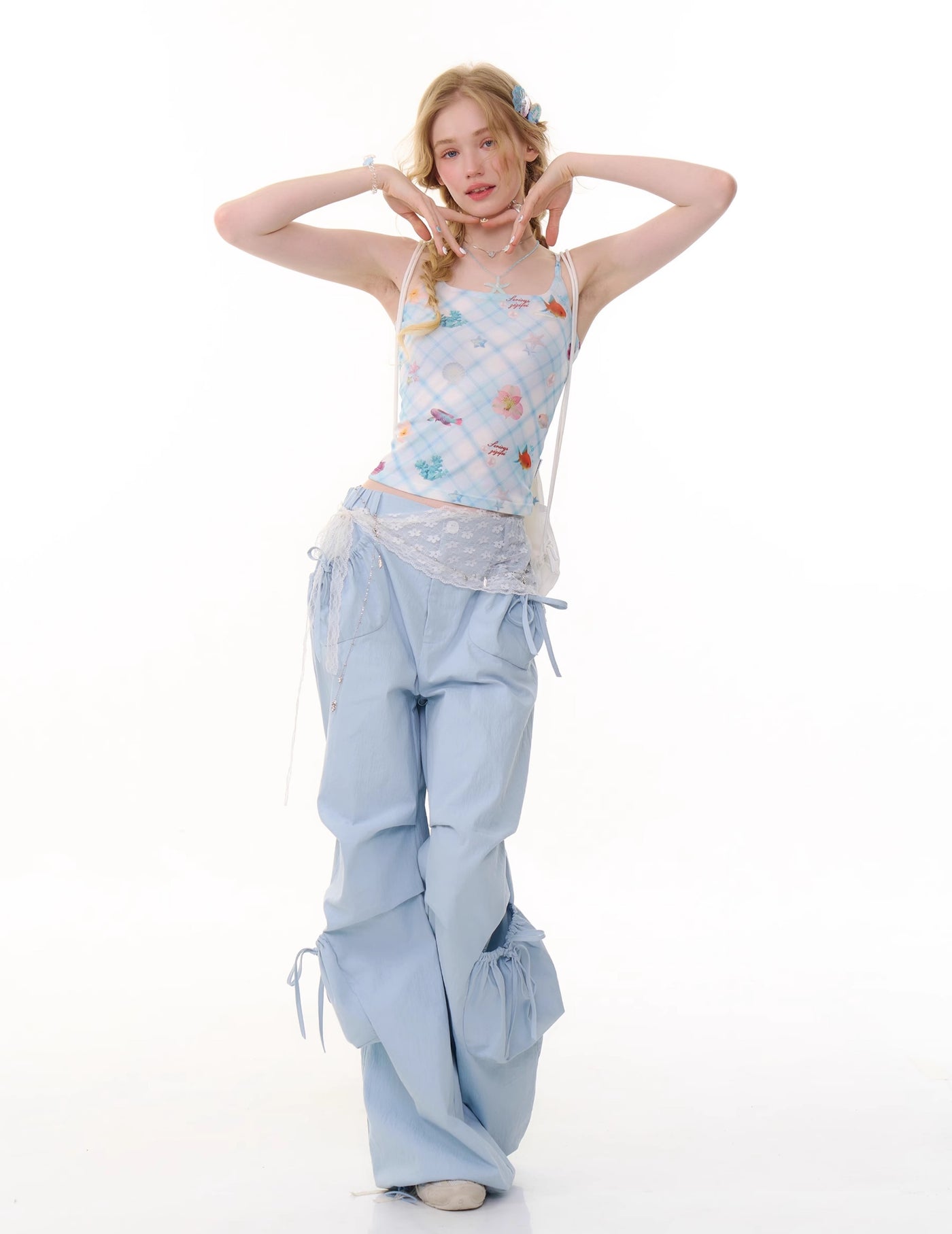 Retro Design Plaid Shell Print Camisole ZIZ0280