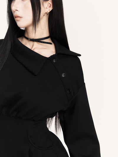 Off-Shoulder Long-Sleeved Sweatshirt Dress VOC0458