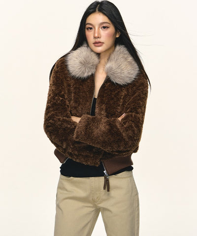Eco-friendly Fur Collar Short Fluffy Jacket ANA0105